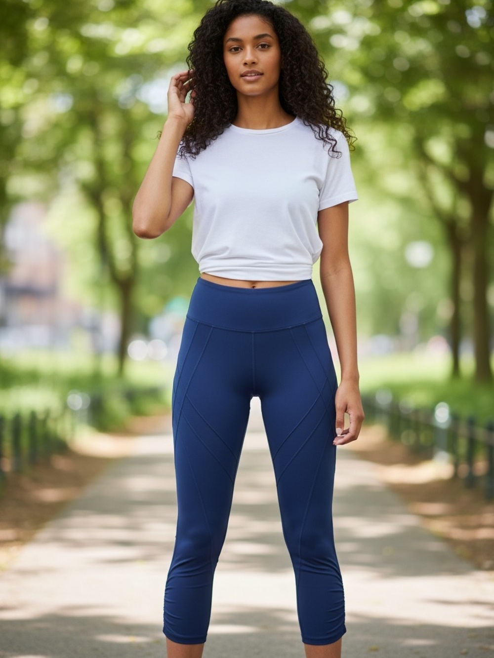 Nux Mesa Capri Leggings NWT | Large • Navy • Seamless Body‑Engineered Activewear